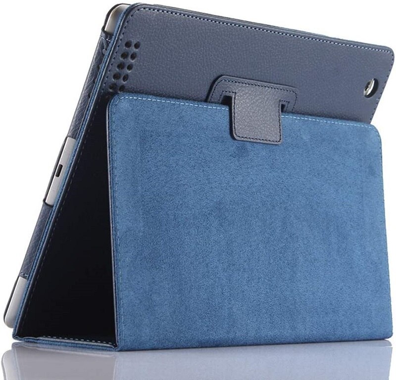 Étui en cuir pu ultra fin pour apple ipad 4 3 2 a1397 a1396 a1395 a1430 a1403 a1459 a1460 a1458, housse de support pour ipad 2 3 4, étuis: Bleu foncé