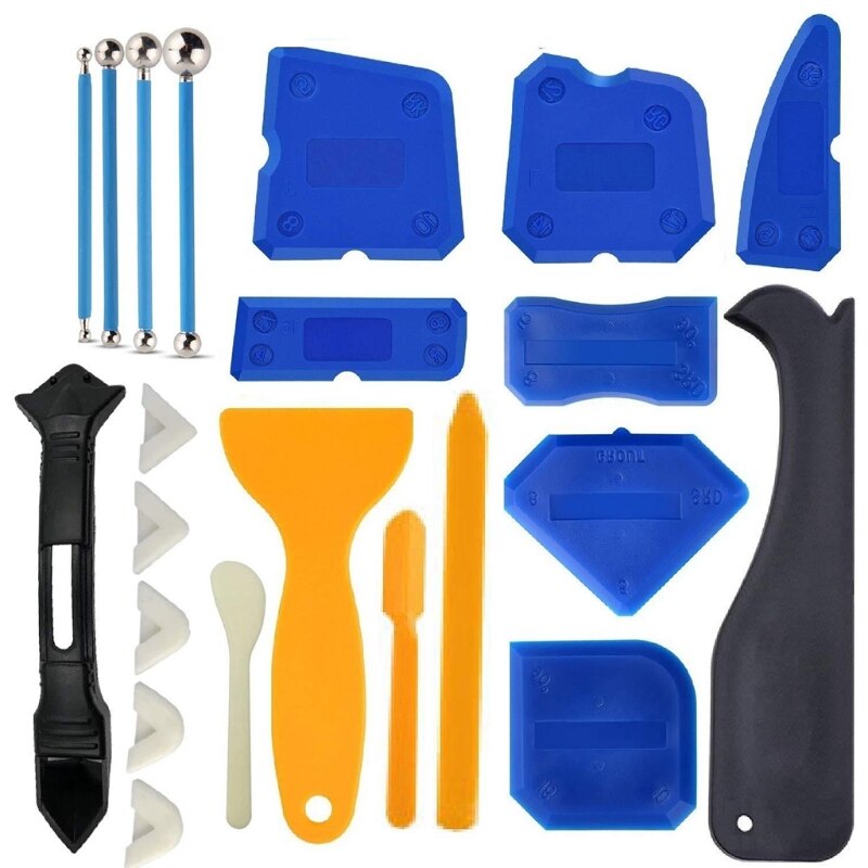 22 Pcs Caulking Tool Kit Caulk Caps Sealant Finishing Tool Silicone Caulk Removal Tool for Bathroom Kitchen HX6C