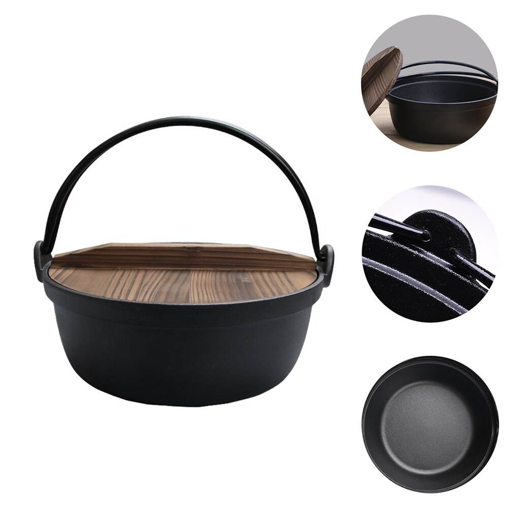 1 Pc Practical Cast Iron Pot Large Capacity Soup Pot Household Stew Pot (Black)