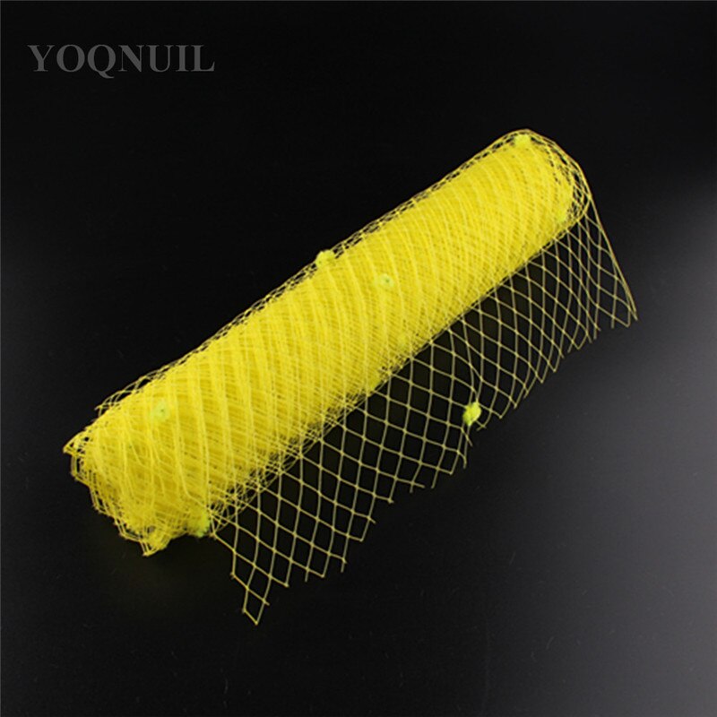 Lilla 5 yards pr. parti fuglebur slør med prik 45 cm bredde russisk slør netting bryllup prik slør stof gør-det-selv hårtilbehør: Gul