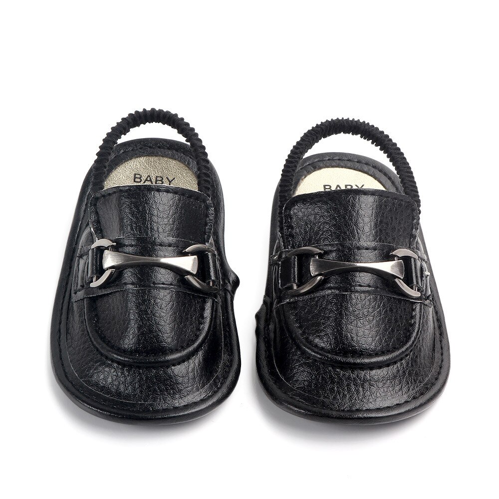 bambino infante elastico gruppo musicale scarpe ragazzo sandali PU fibbia cinghia cotone morbido anti-scontrino suola casuale bambino piccolo culla scarpe sandali: nero / 13-18 mesi