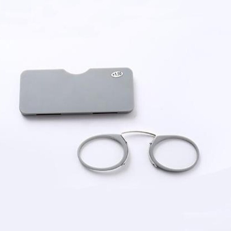 SAOIOAS TR90 plegable Clip nariz gafas de lectura hombres mujeres fácil de llevar con caja de tarjeta redonda gafas de prescripción hombres + 1,0 + 2,0 + 2,5: +350 / B6 Gray