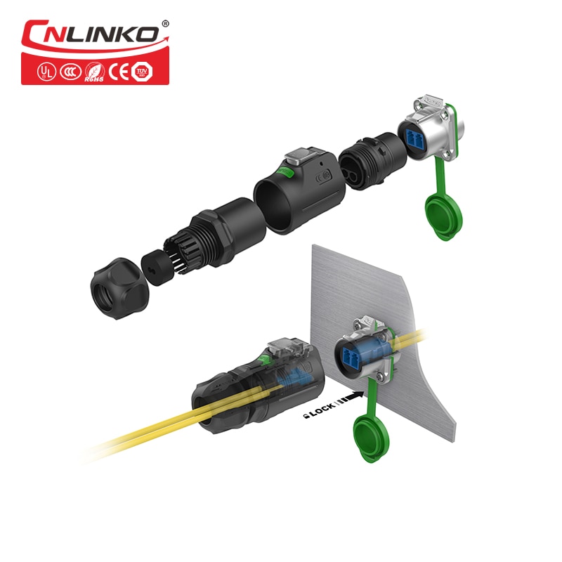 Cnlinko Waterproof IP67 m24 Cable Fast Install Plastic LC Fiber Optical Quick Assembly Connector for Fiber Optic Equipment