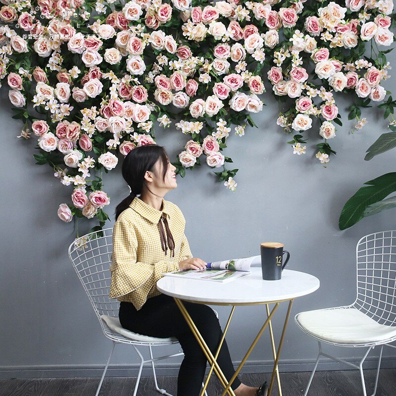 Decoración de pared de flores de ratán Rosa grande de lujo para sala de estar, fondo floral para , evento, cumpleaños, decoraciones para salón de boda flores