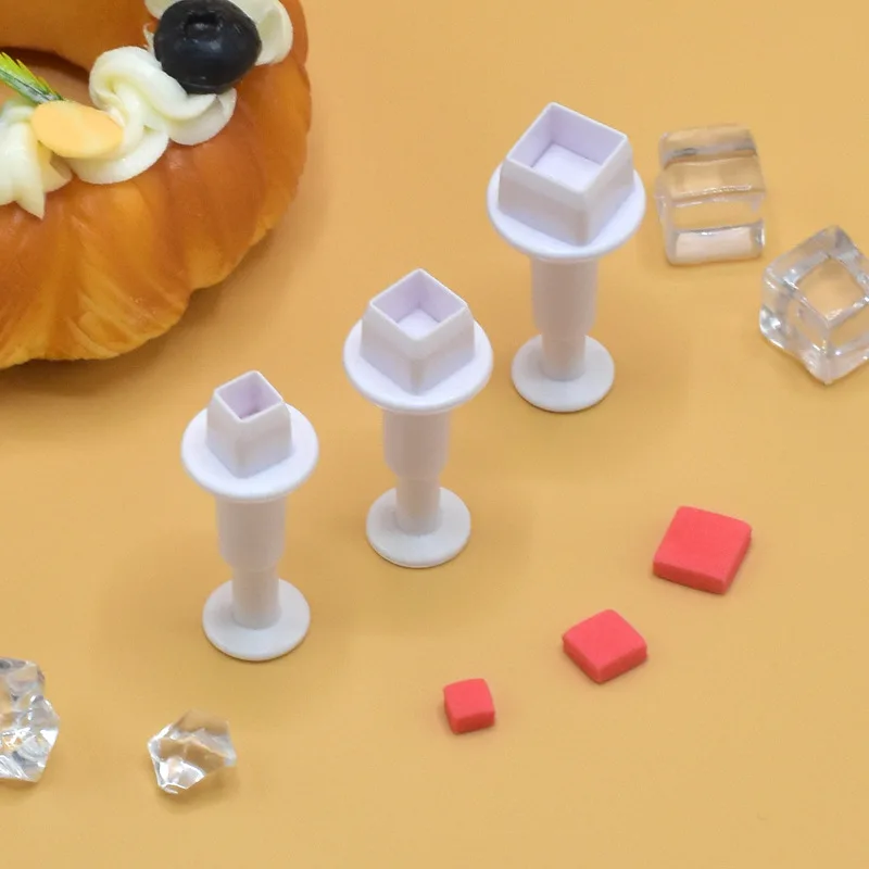 Herramientas para hornear, troquel de corte de plástico con impresión, modelado básico, geometría, prensado, galleta, Fondant, molde para pastel, suministros de cocina: Verde militar