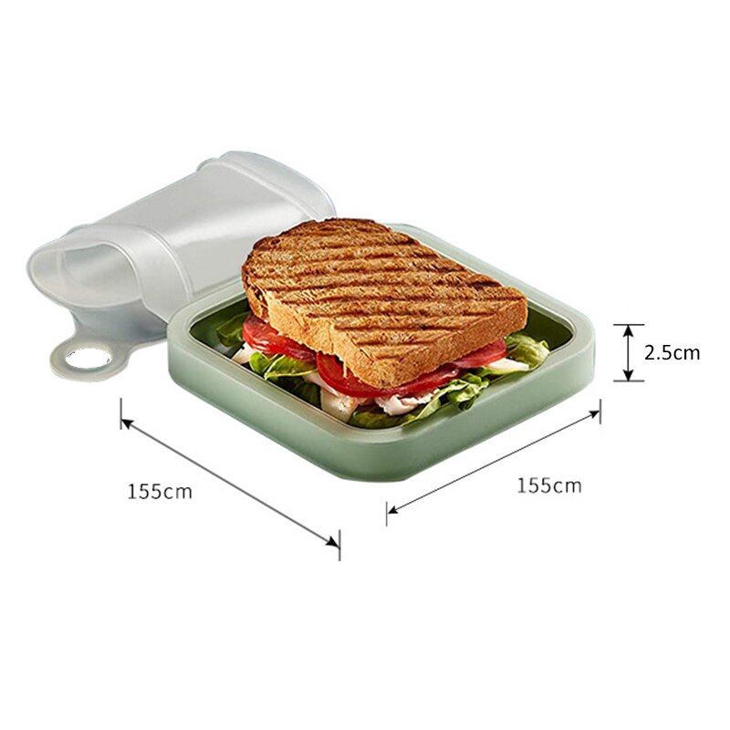 Toast Box Soft Kitchen Sandwich Case Lunch Box Sandwich Box Portable Reusable Silicone+PP Sandwich Case Lunch Box Cocina