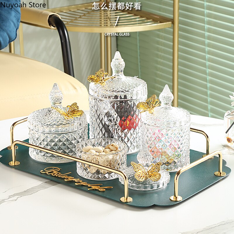 Lekkie luksusowe szklane cukierki słoik z pokrywką śliczne kreatywne wykwintne słoiki robić przechowywania ozdobny pojemnik dekoracja pudełka domowe cukierki słoik