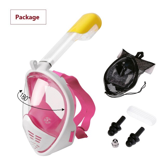 Full Face Diving Mask Anti-Fog Snorkeling Mask Underwater Scuba Swimming Mask Glasses Snorkel Dive Equipment for Adult Kid #2: Burgundy / S/M