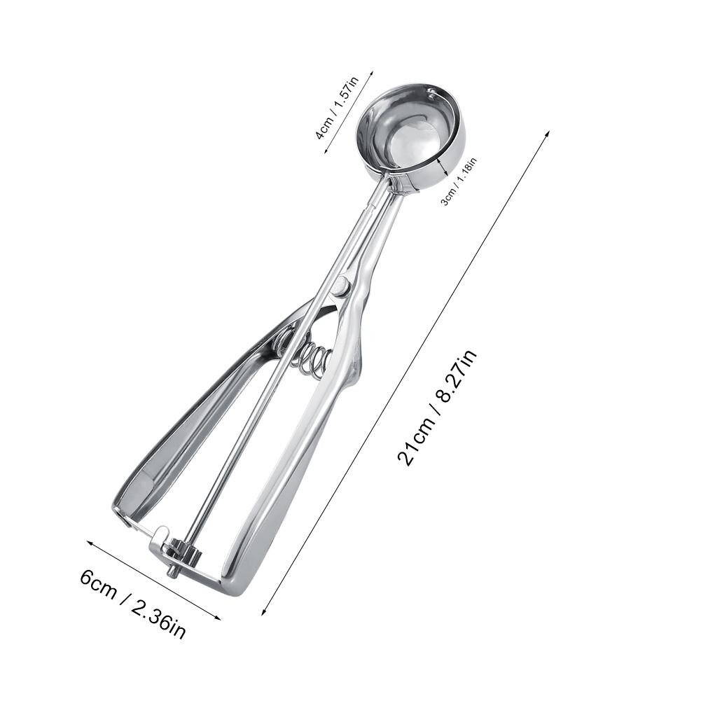 2 Size Stainless Steel Ice Cream Scoop Cookie Scoop Ice Cream Scoop Trigger Spring Handle Kitchen Accessories: 4cm