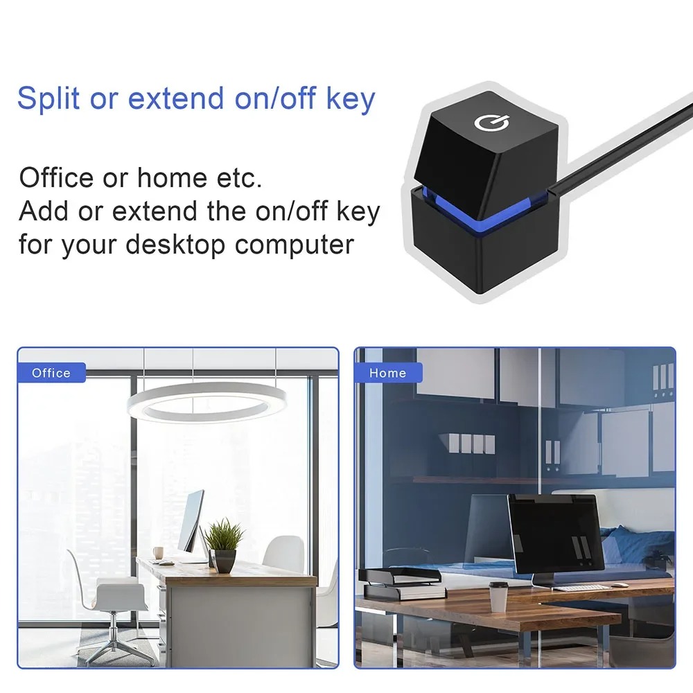 Computadora de escritorio externa, interruptor de botón de encendido, llave mecánica con Cable de 2M, 7 LED, encendido y apagado para el hogar, oficina, Internet y cafetería