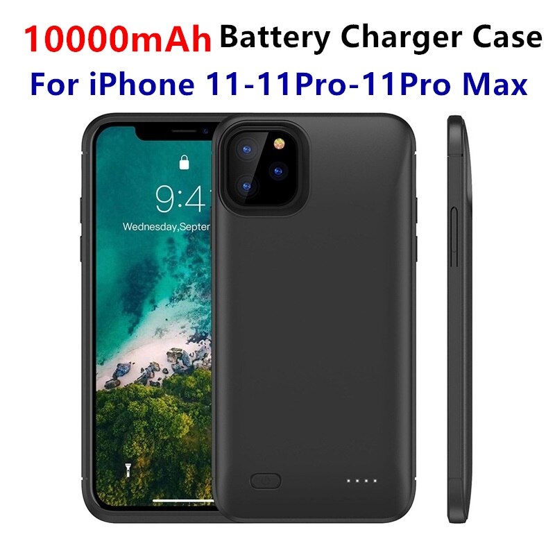 10000Mah Real Capaciteit Batterij Oplader Voor Iphone 11 Pro Max Externe Oplader Powerbank Batterij Case Voor Iphone 11Pro 11