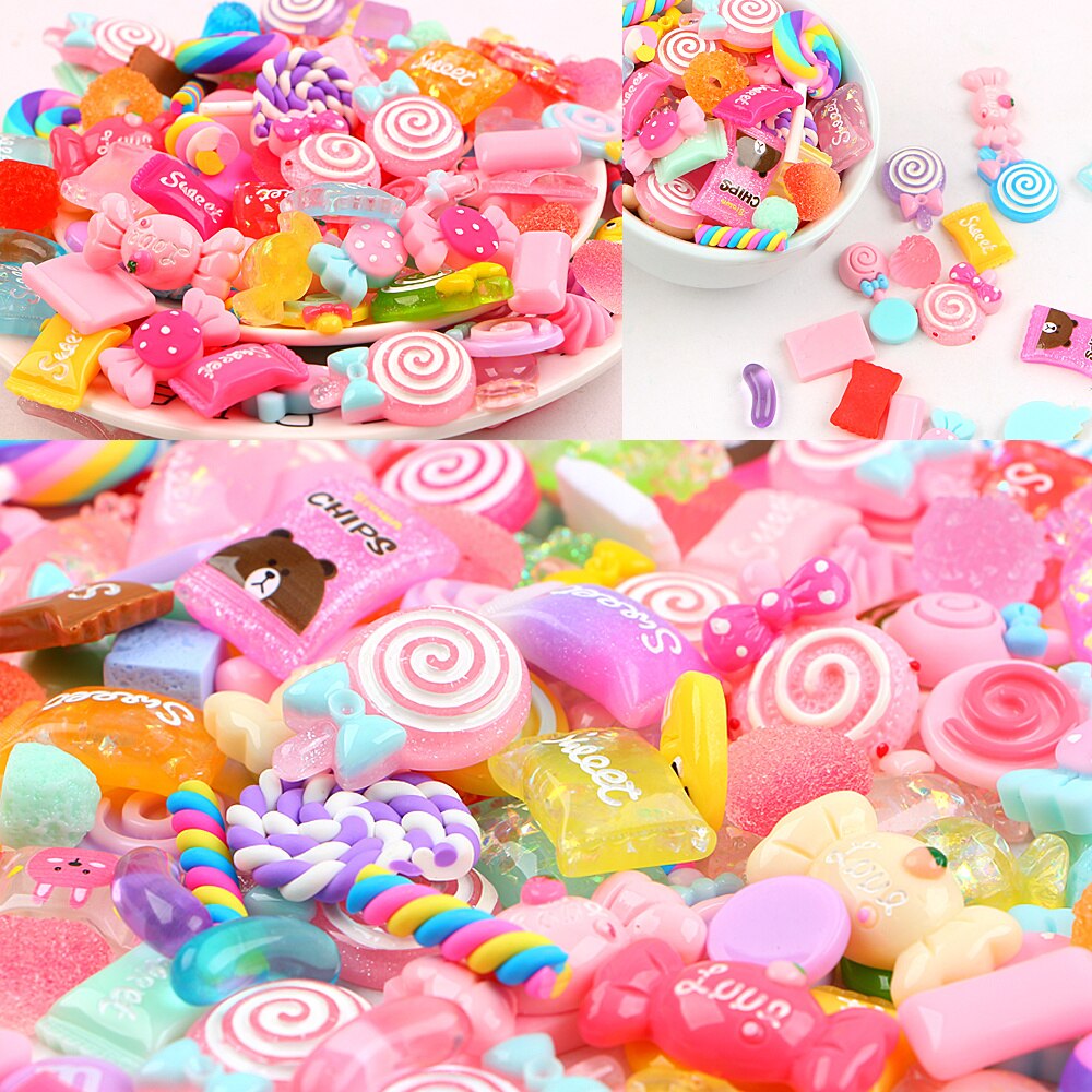 10 Stck DIY Kristall Schleim Liefert Zubehör Telefon fallen Dekoration für Schleim Füllstoff Miniatur Harz Kuchen Blumen Süssigkeit Schokolade