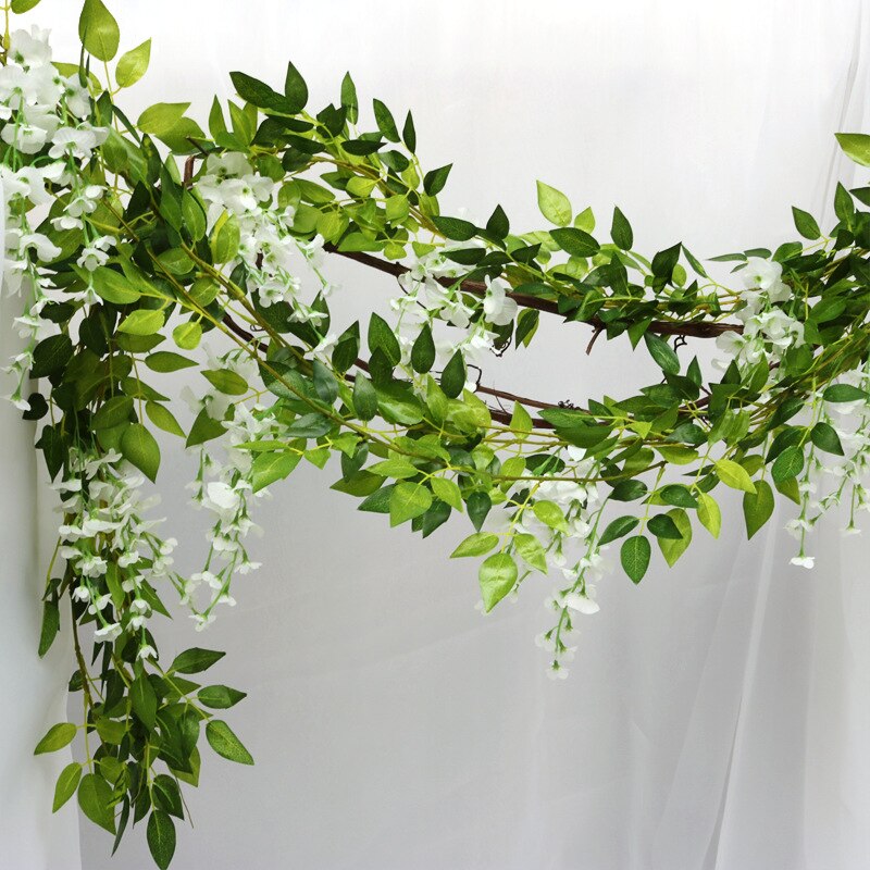 220cm silk rose wedding decoration ivy vine artificial flower arch decoration with green leaf wall garland