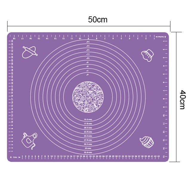 Oversized Siliconen Non-stick Kneden Deeg Maken Gebak Antislip Mat Met Schaal Siliconen Snijplank Keuken Tool: Purple-M