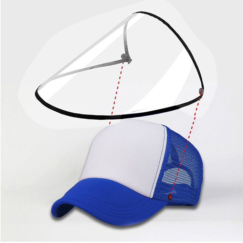 Anti-spitting Protective Baseball Cap with Dustproof Transparent Cover Outdoor Face Cover Caps H7JP