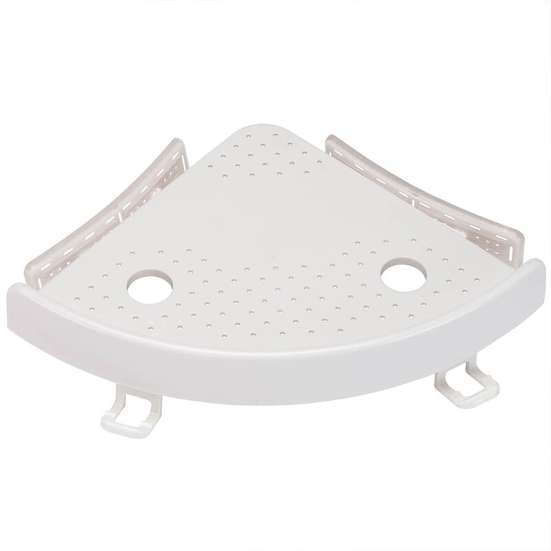 Badkamer Douche Plank Multifunctionele Hoek Opbergrek 2 Haken Voor Handdoek Opknoping Shampoo Houder Zuig: WHITE