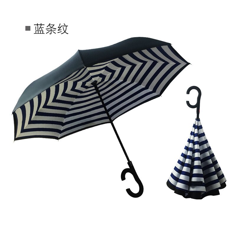 C Handvat Reverse Opvouwbare Paraplu Man Vrouwen Zon Regen Auto Semi-Automatische Paraplu Dubbele Laag Anti Uv Self Stand Parapluie: 23