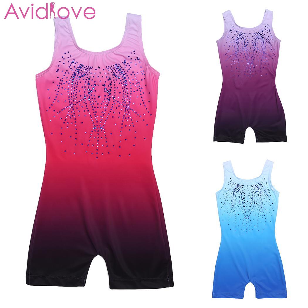 Grils Gradient Leotard Gymnastics Toddler Sparkle Cute Rhinestone Children Dcor One Piece Tank Girl Casual