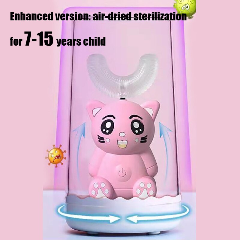 Smart U-Shaped Electric Toothbrush Kids Silicon Automatic Ultrasonic Teeth Tooth Brush Cartoon Pattern Children 360 Degrees Home: Uxingyashua-06