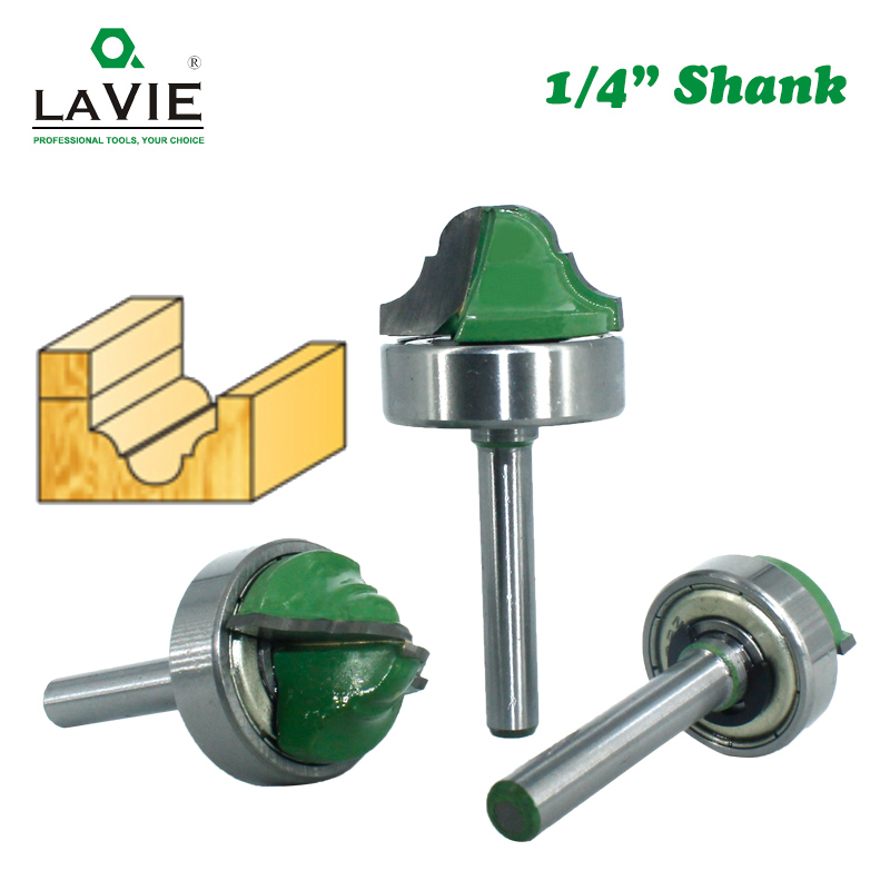 LAVIE-broca de rodamiento de línea de madera, cortador de fresado para tallado de madera, 6,35mm, vástago doble, Ogee romano, 1 ud., MC01180