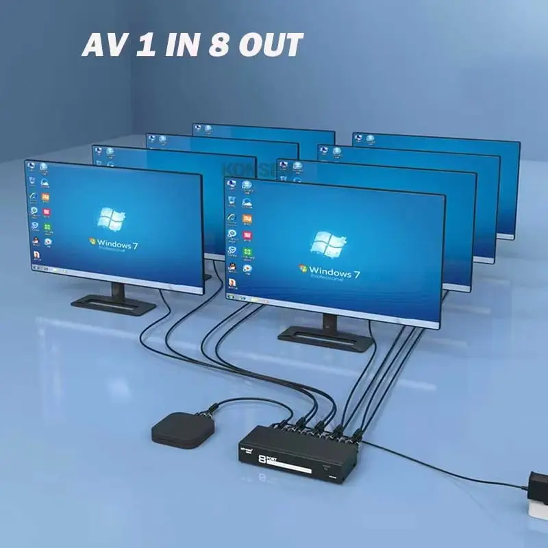 Répartiteur AV 8 Ports, boîtier de séparation Audio vidéo RCA 8 voies, répartiteur RCA 1 entrée 8 sorties 1x4 1x8 CVBS RCA, distributeur Audio vidéo