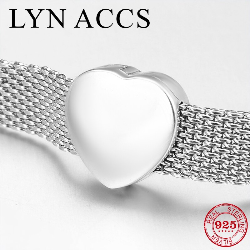 Authentic 925 Sterling Silver heart shape beads clips DIY Fit Original reflection Charm Bracelet Jewelry making