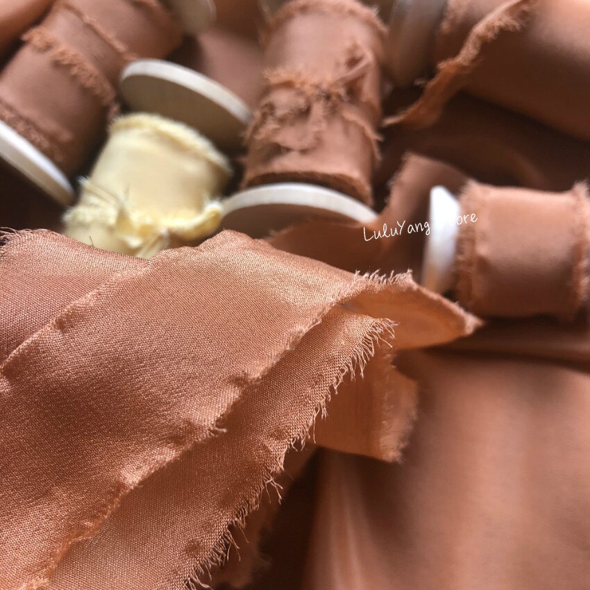 chiffon di seta Del Nastro per Il FAI DA TE dell'invito di Cerimonia Nuziale Scatola Regalo Complementi Arredo Casa dell'arco Dei Capelli Arancione Polveroso Puro Nastri di Seta impalpabile