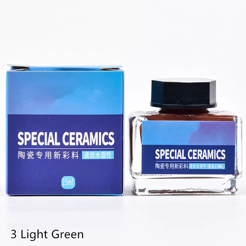 15ML Ceramic Pigment Overglaze Color Water-soluble Pigment Low Temperature Firing DIY Ceramic Painting Material Artists Craft: 3-Light green