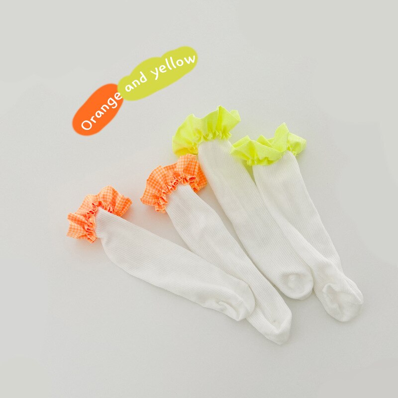 2 pairs of children&#39;s socks 2022 summer candy colored lace loop mesh socks thin cotton girls&#39; socks kids socks: 1189-A