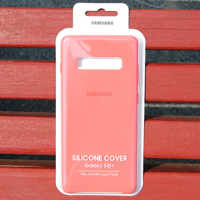 SAMSUNG Original Silicone Case Phone Cover for Galaxy S10 S10X S10Plus SM-G9750 S10 X S10E SM-G970F G970U G970N Shockproof Cover: for S10 Plus / Pink