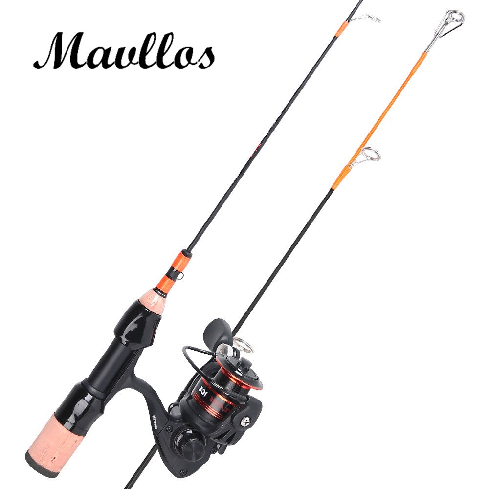 Mavllos Ultralight Ice Fishing Rod Reel Set Combo 8+1 Bearings Fishing Reel 2 Sections 52.5cm Portable Winter Fishing Tackle: Default Title