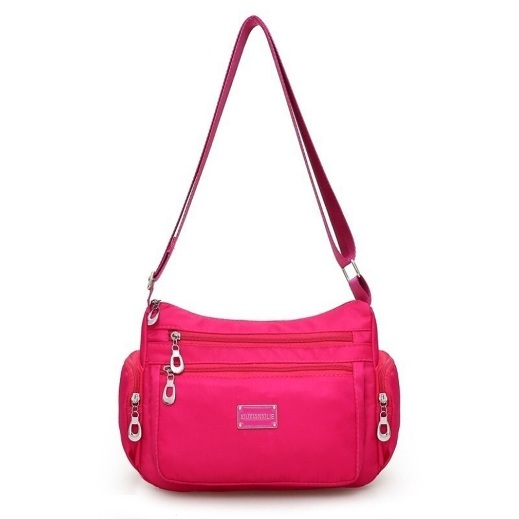 Women Handbag Multi-Functional Bag Women's Shoulder Bag Durable Waterproof Nylon Crossbody Messenger Bag Female: Rose red