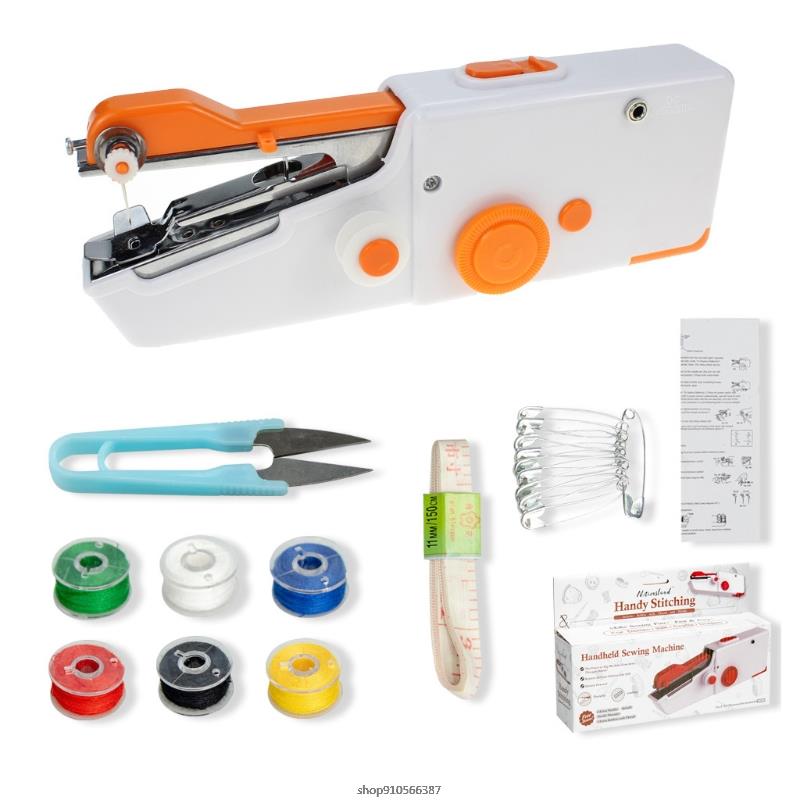 Mini Machine à coudre électrique à piles, petite Machine à coudre portative, Gadget domestique utile pour débutants et adultes, directe: Orange