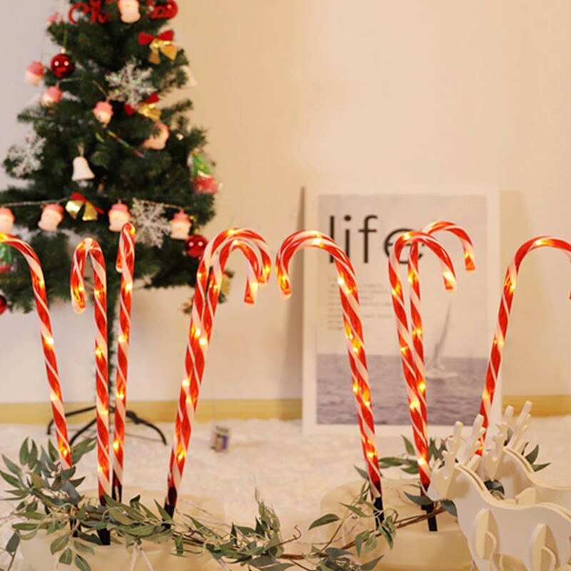 Christmas Candy Cane Solar energy Lights Year Lights Outdoor Garden Christmas Decoration Xmas Candy Cane Light