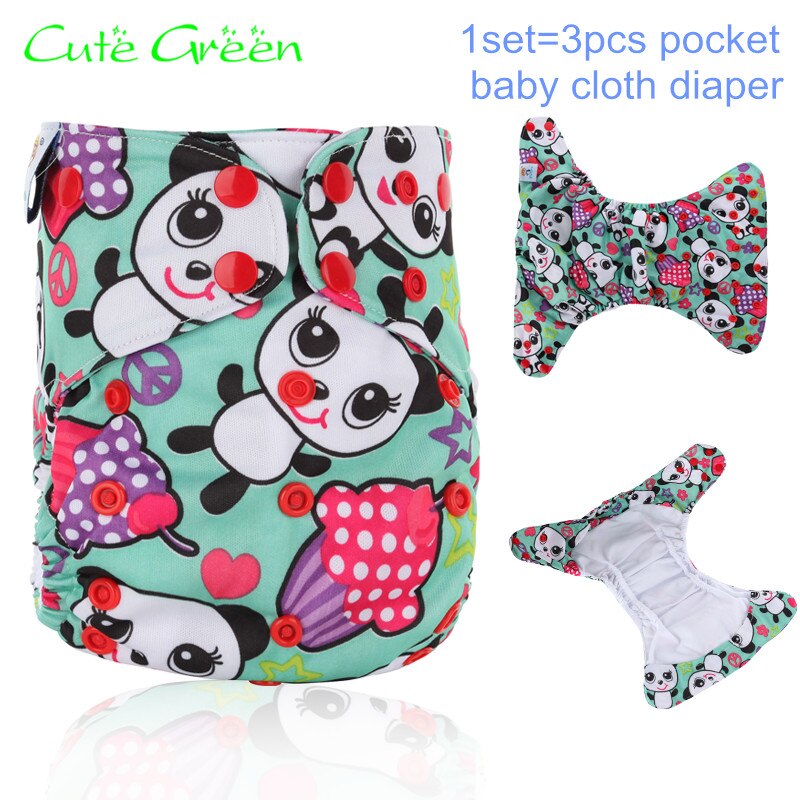 3 stücke Doppel Zwickel PUL Tasche Windel; Baby Tuch windeln wiederverwendbar; Waschbar Baby Windeln Schlauch; ökologische Windeln Baby Windel Abdeckung