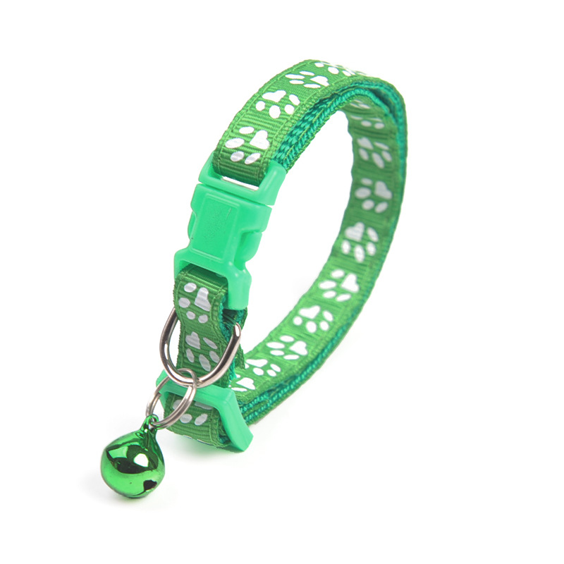 Leuke Bell Halsband Voor Katten Halsband Teddy Bomei Hond Cartoon Grappig Voetafdruk Halsbanden Leads Kat Accessoires Dier Goederen: Green