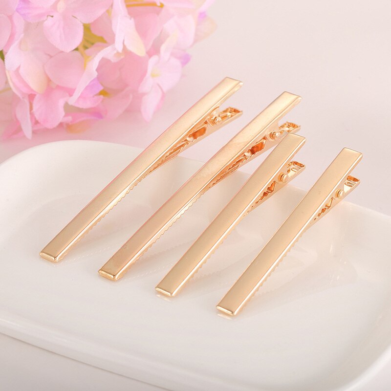 10pcs 5mm Width Gold Metal Alligator Single Prong Hair Clips Teeth Hairpins For DIY Bows Jewelry Making Accessories Women Girl