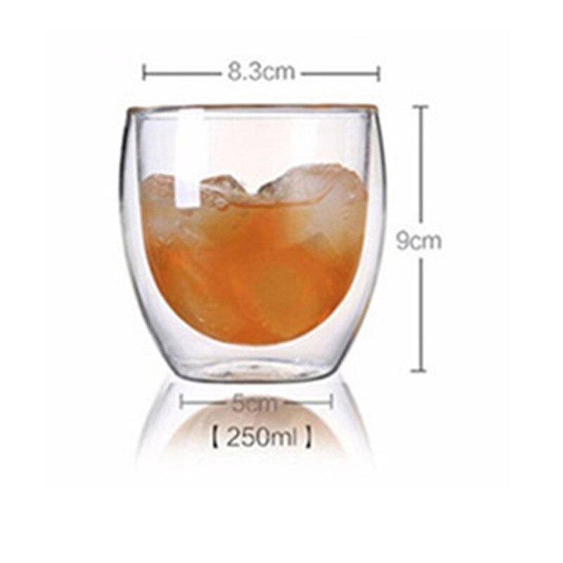 Double Wall Coffee Mugs Transparent Mugs Drinking Heat-resistant Glass Tea Beer Cup Drinkware Milk: 250ml