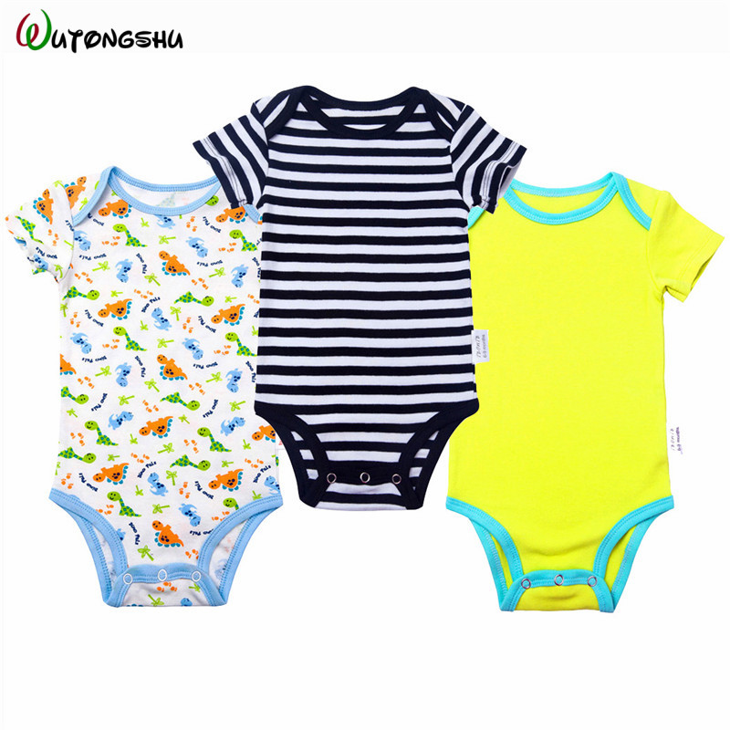 3 pçs/lote Bebê Recém-nascido Menina Bodysuits Do Bebê Menino Roupas 0-12M Macacão de Algodão Do Bebê Conjuntos de Roupas de Bebê