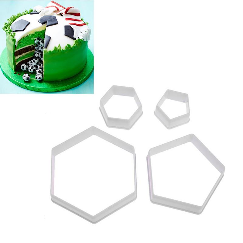 4Pcs Voetbal Cookie Cutter Voetbal Vorm Fondant Taart Decor Sugarcraft Mould Taart Tools Keuken Gereedschap