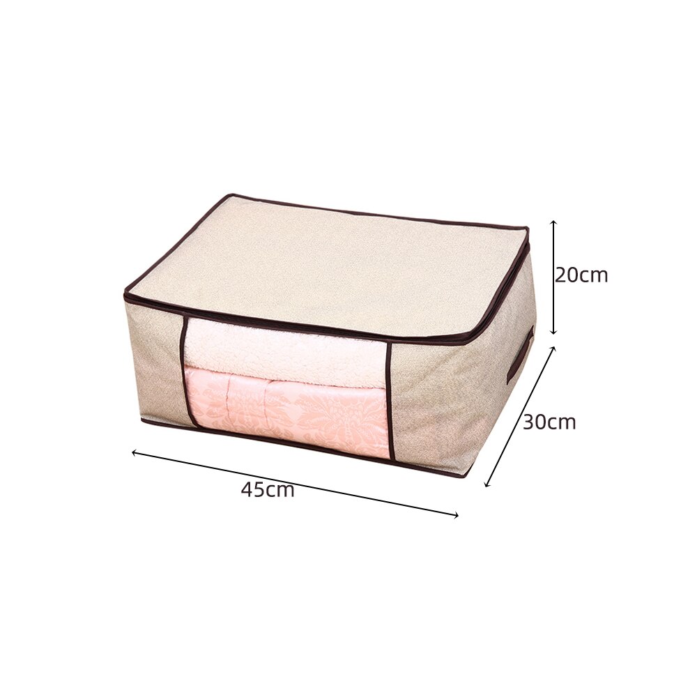 Niet Geweven Stof Opbergdoos Vouwen Opbergtas Clear Window Rits Organizer met Handvat voor Quilt Kleding Met Handvatten: B4 45x30x20cm