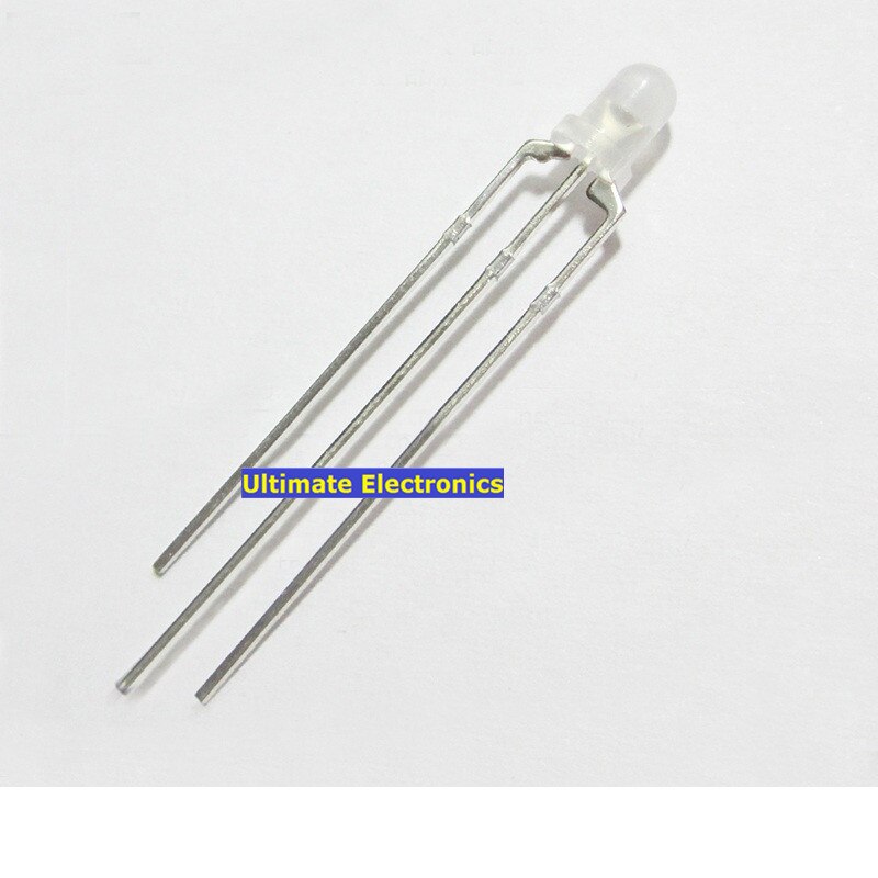 100pcs Common Cathode/Anode 3MM LED Dissfused two color red and blue 3Pin
