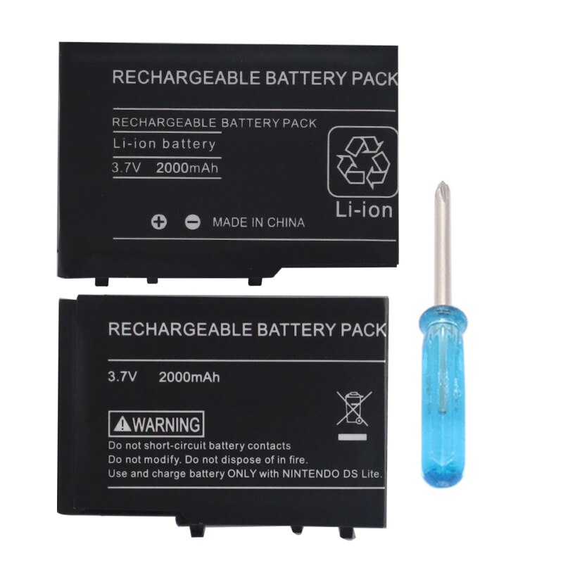 2pcsRechargeable Lithium-ion Battery for Nintendo DSL NDS Lite Pack With Mini Screwdriver Compatible withNintendo DS Lite NDSL