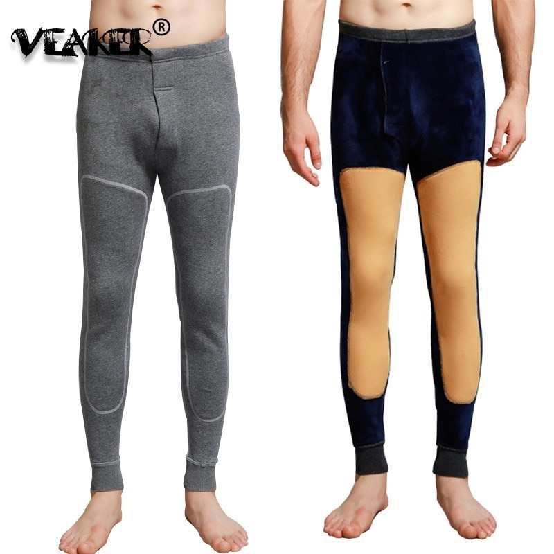 Varme lange underbukser til menn termoundertøy grå tights vinter fløyel fleece leggings slank passe lange underbukser pluss størrelse 4xl
