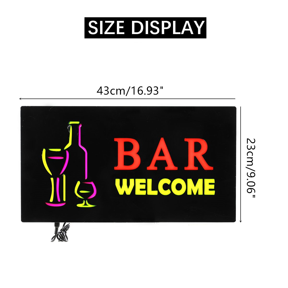 BAR Welcome LED Hanging Sign Light Board Pub Store Door Window Display Lamp Party Decoration Advertising Commercial Lighting