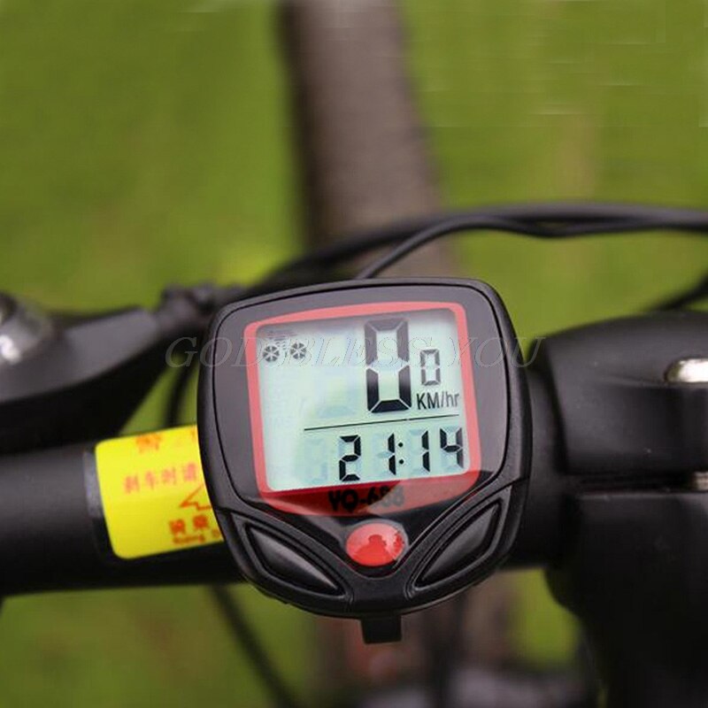 Podómetro para bicicleta LCD, resistente al agua, con 15 funciones, velocímetro, velocímetro