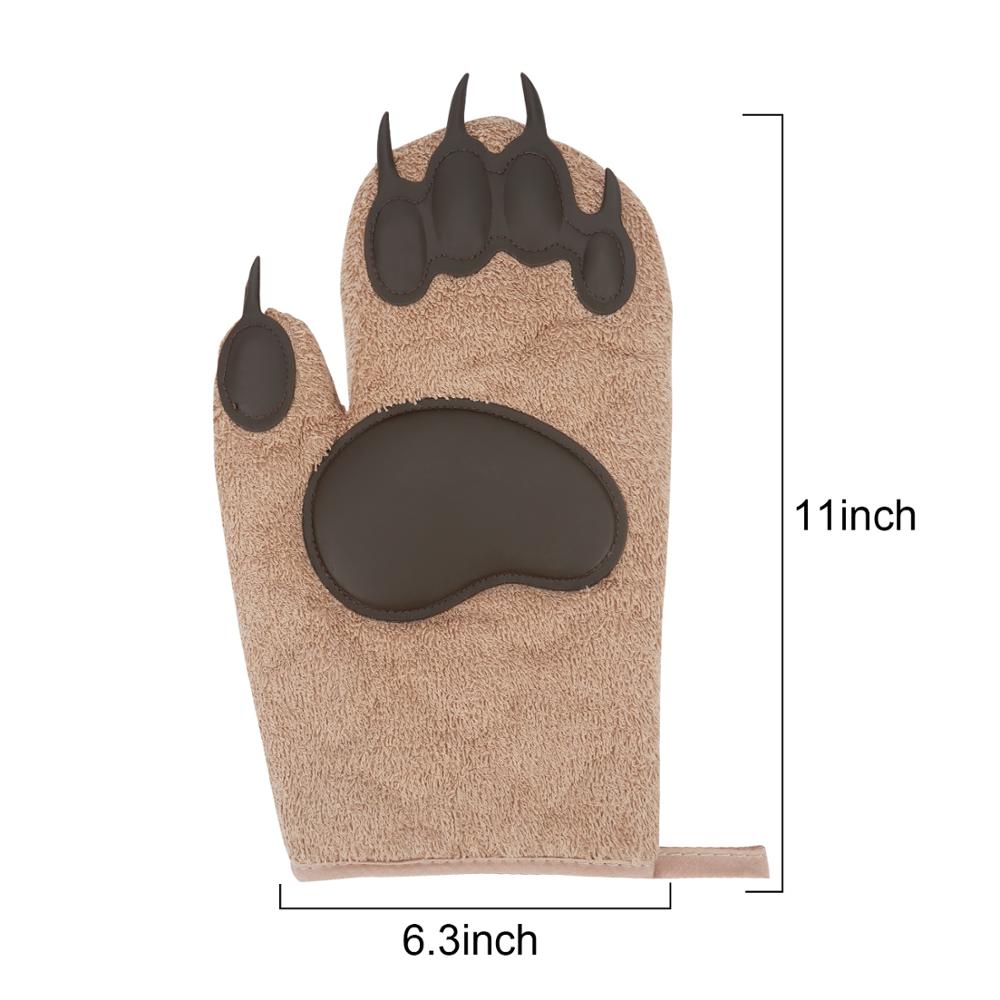 Bear Oven Mitts,Funny and Cute Kitchen Gloves High Heat Resistance for Cooking,Baking,Frying,BBQ,Outdoor Camping Cook(1 Pair)