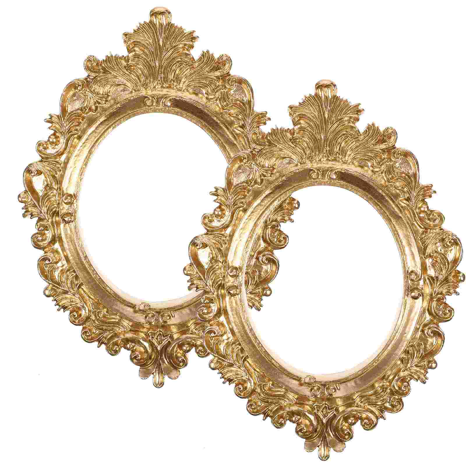 2 cornici per foto con decorazioni in resina, cornici per foto da parete multiplo, ritratti, oro Vintage ▾ dorato