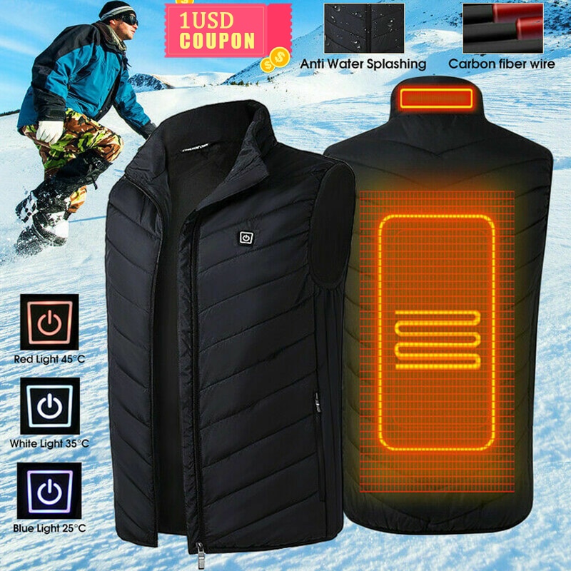 Das Mulheres dos homens Colete Casaco Sem Mangas Colete Roupas de Inverno Térmica USB Elétrico Aquecido Aquecimento Outerwear Jaqueta Masculina Plus Size 8XL
