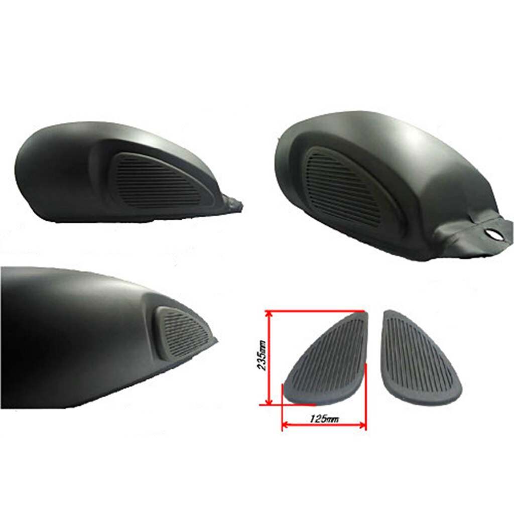 2 Pcs Motorcycle Rubber Fuel Tank Traction Side Pad Knee Grip Protector Sticker Tankpad - Black